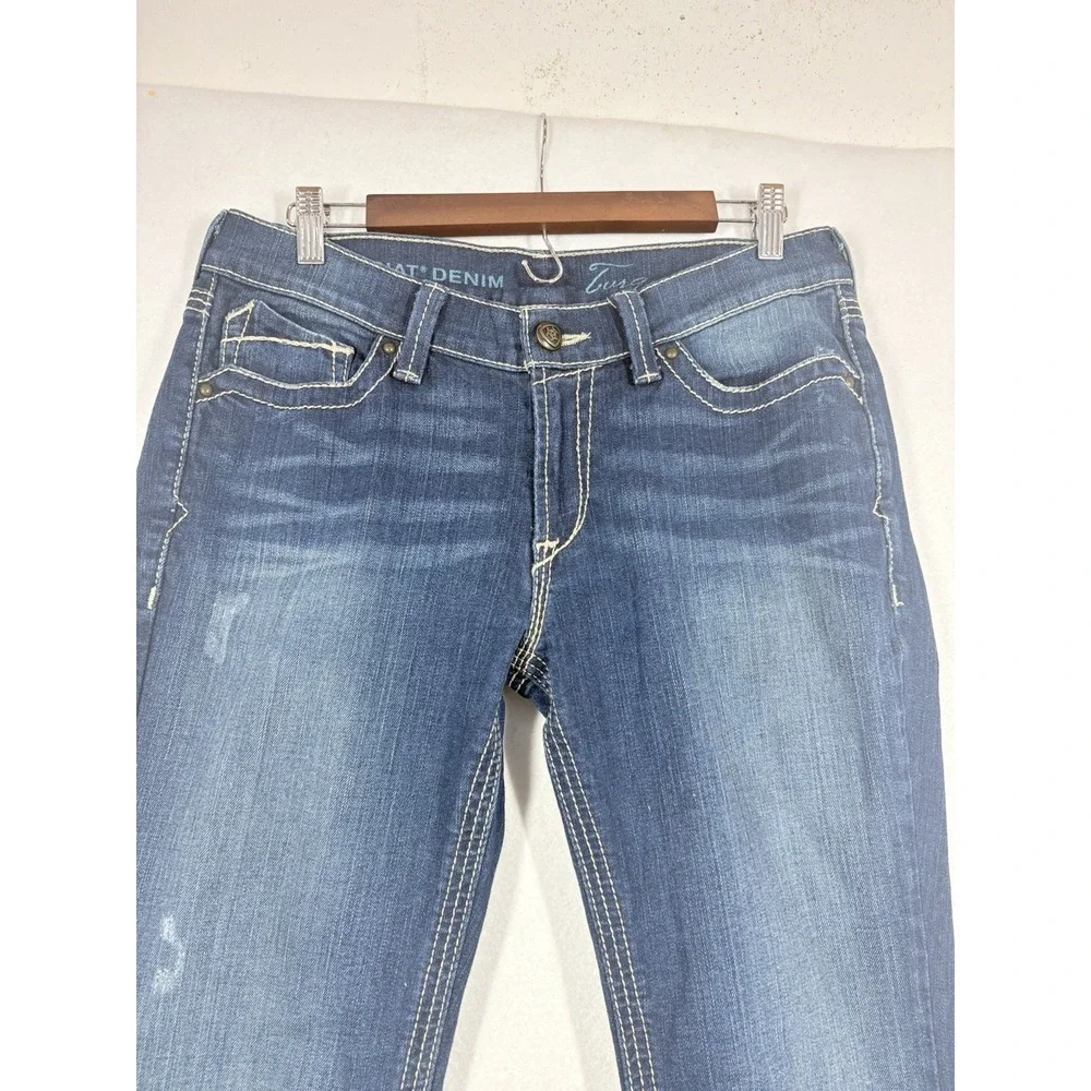 Ariat Turquoise Boot Jeans 30x34 Western Boho‎ Rodeo Flap Pocket Embroidered - Picture 4 of 14